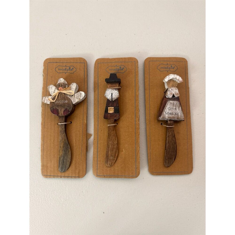 MudPie Pilgrim Wood Spreaders Girl Pilgrim Boy Pilgrim Turkey Mud Pie